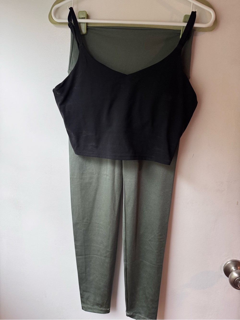 Workout bundle: Athleta bra tank + Aerie olive leggings size medium